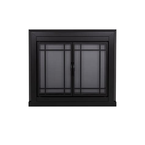 easton prairie cabinet steel fireplace doors|Pleasant Hearth Easton Black Medium Cabinet.